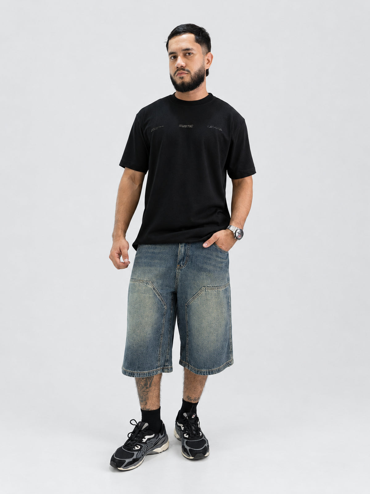 Bermuda Denim Cargo Azul