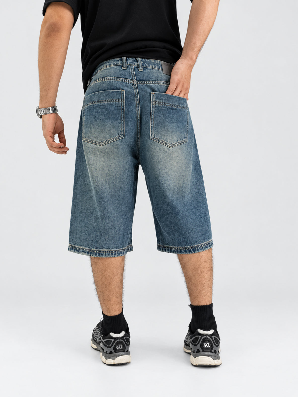 Bermuda Denim Cargo Azul