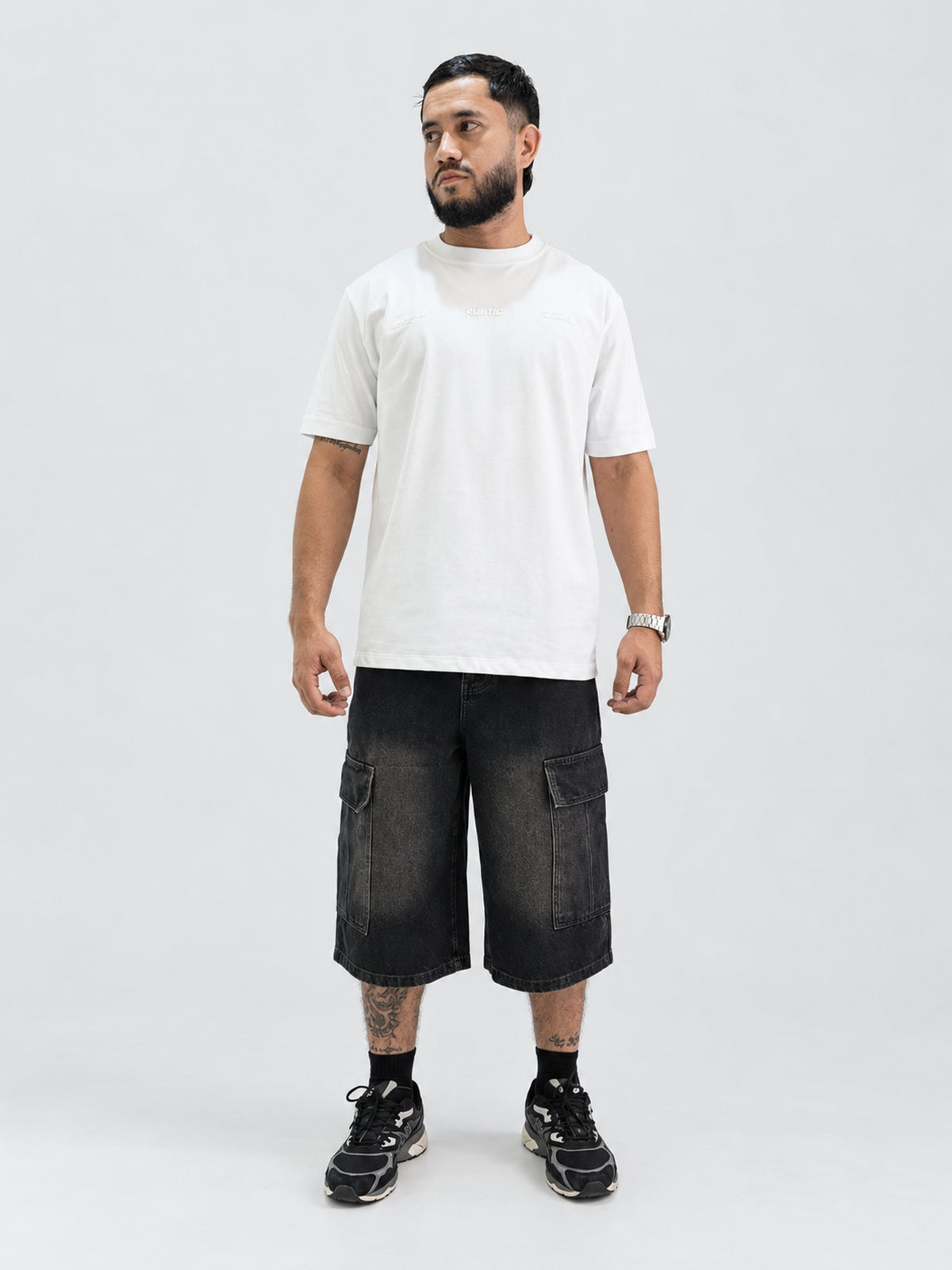 Bermuda Cargo Denim Negra