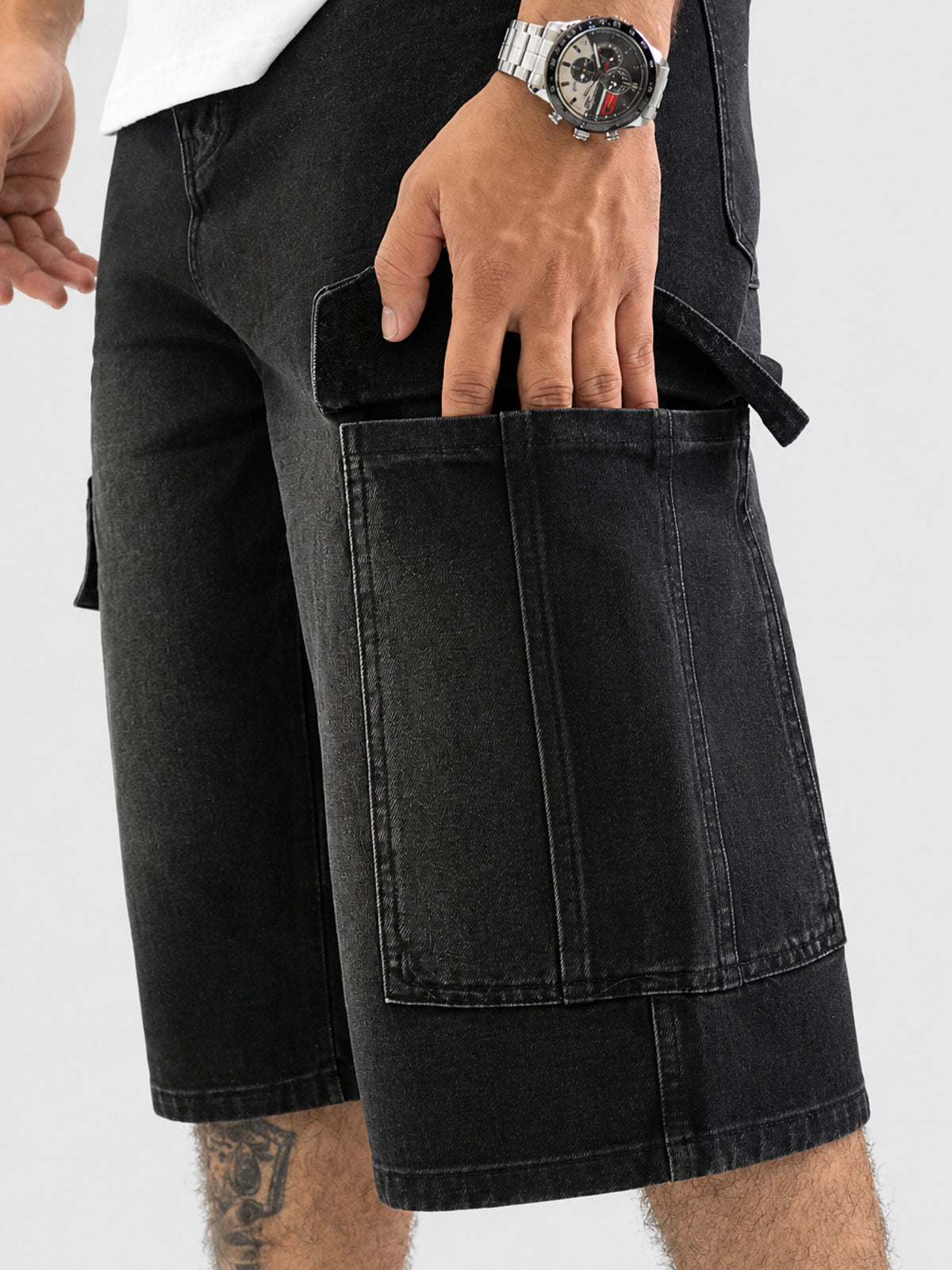 Bermuda Cargo Denim Negra