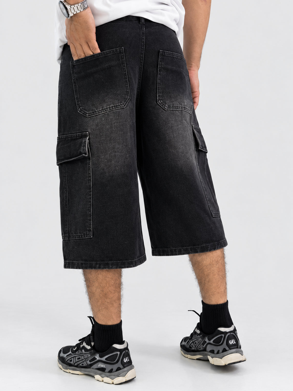 Bermuda Cargo Denim Negra