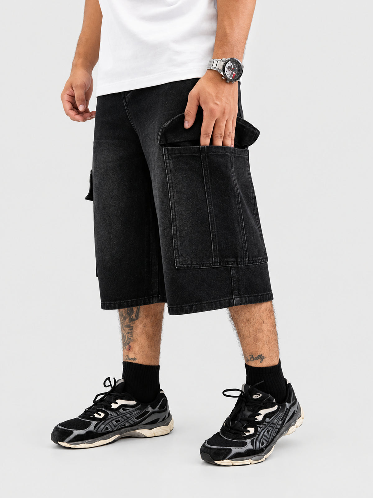Bermuda Cargo Denim Negra