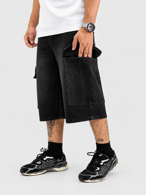 Bermuda Cargo Denim Negra
