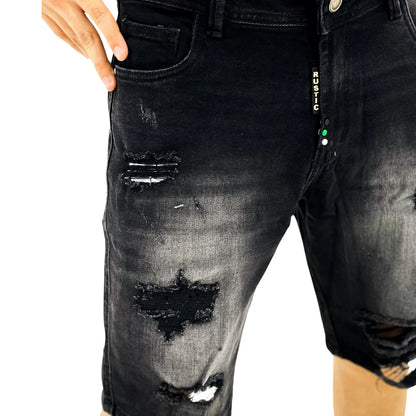 Bermuda Jean Larga Black Rips