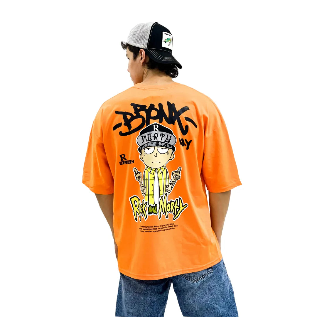 Camiseta Oversize Rick And Morty Naranja