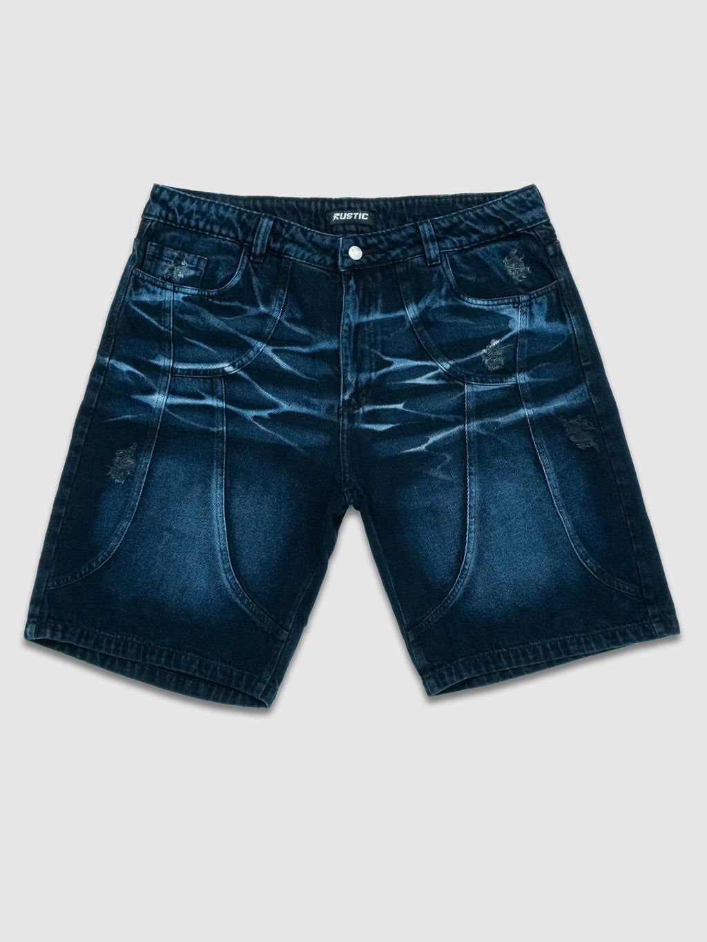 Bermuda de Jean Hombre – Lavado Azul con Efecto Desgastado