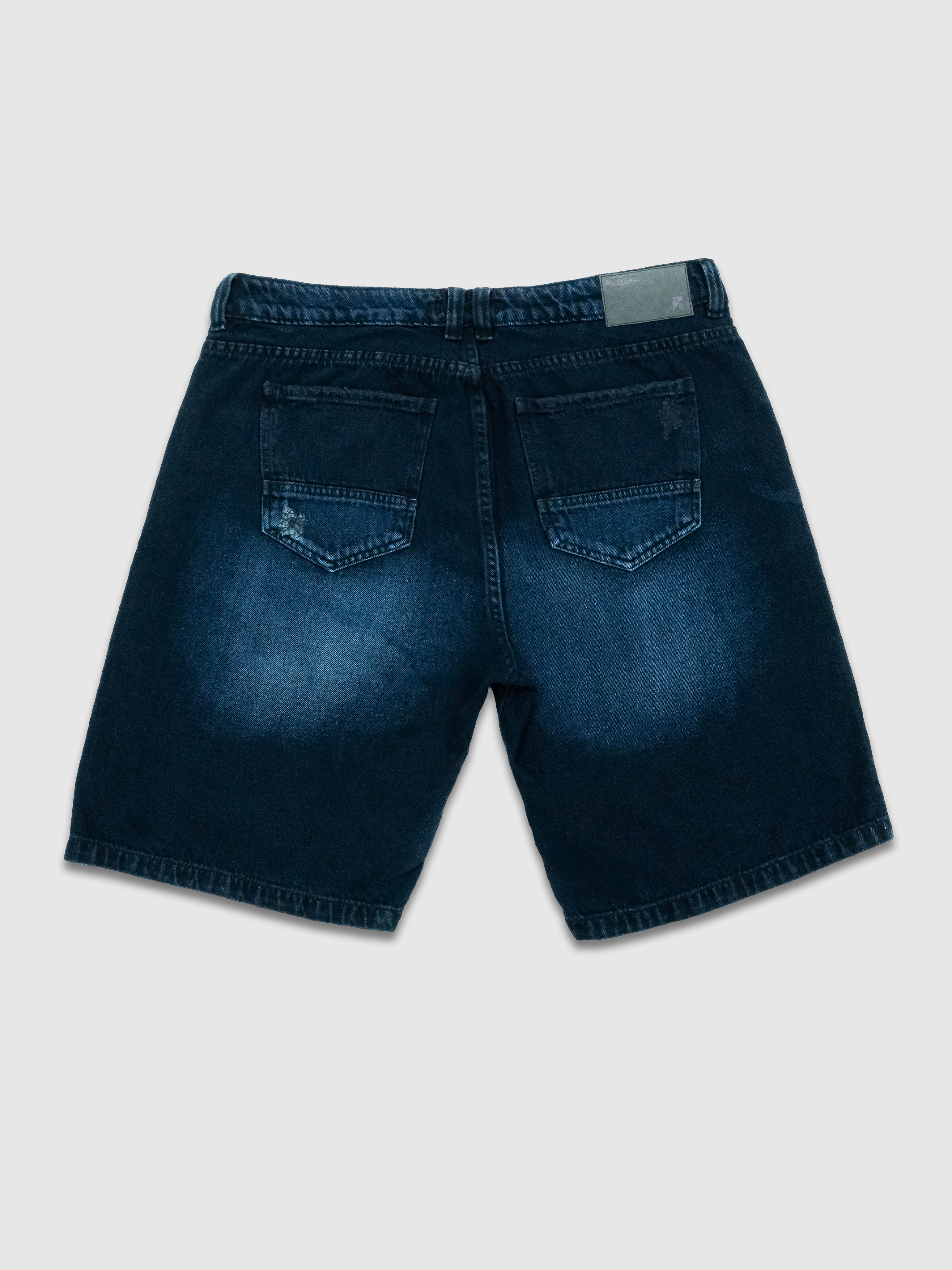 Bermuda de Jean Hombre – Lavado Azul con Efecto Desgastado