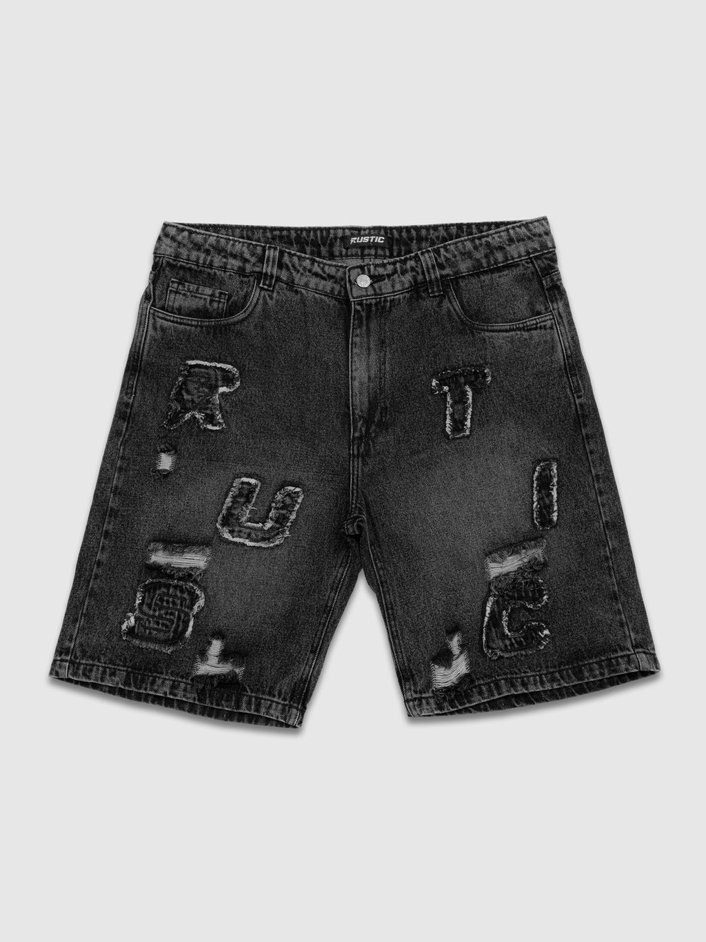 Bermuda de Jean Hombre – Gris con Apliques RUSTIC