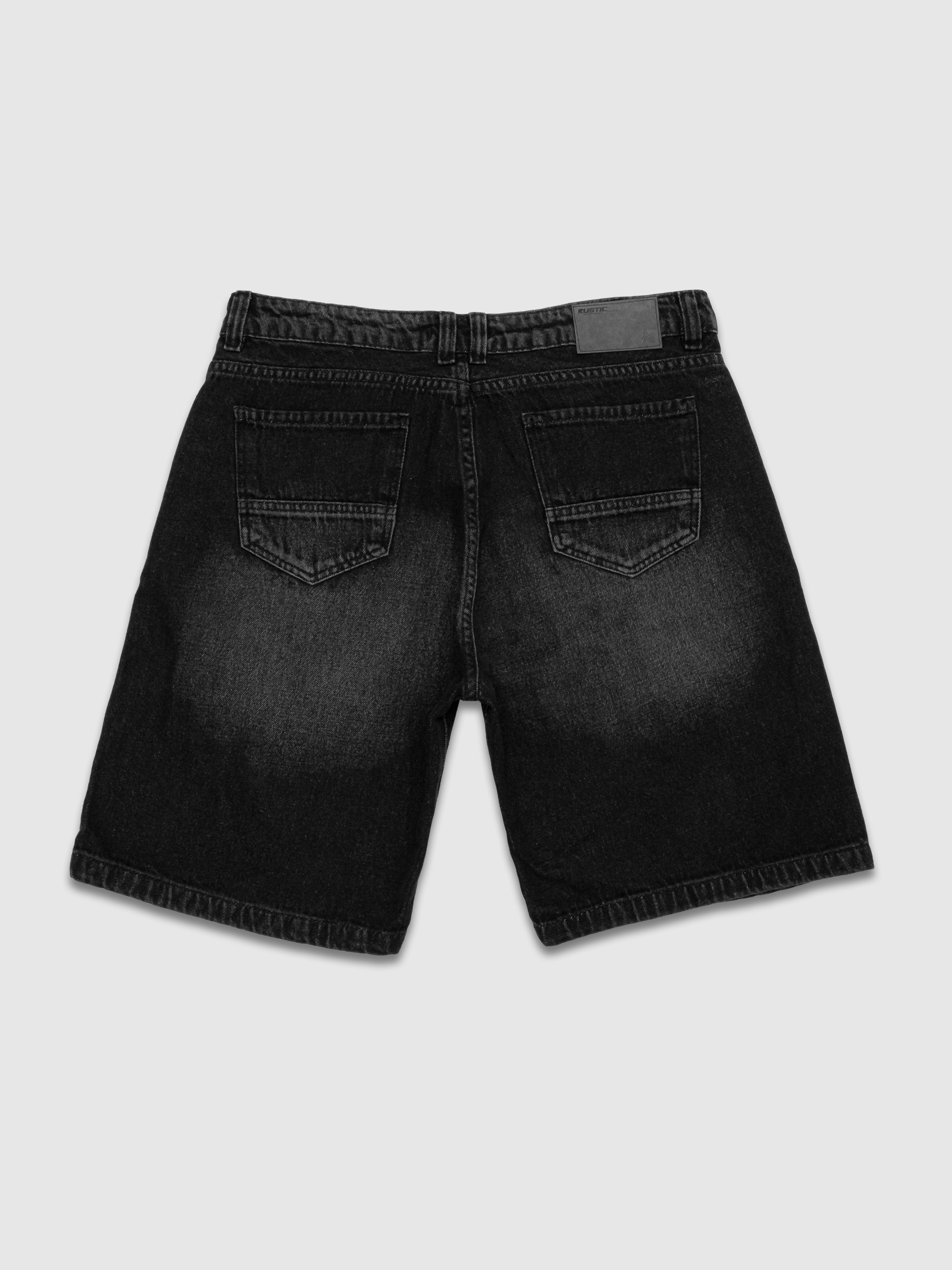 Bermuda de Jean Hombre – Negra con Aplique Óseo