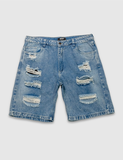 Bermuda Jean Hombre Azul  Destroyed Urban Style