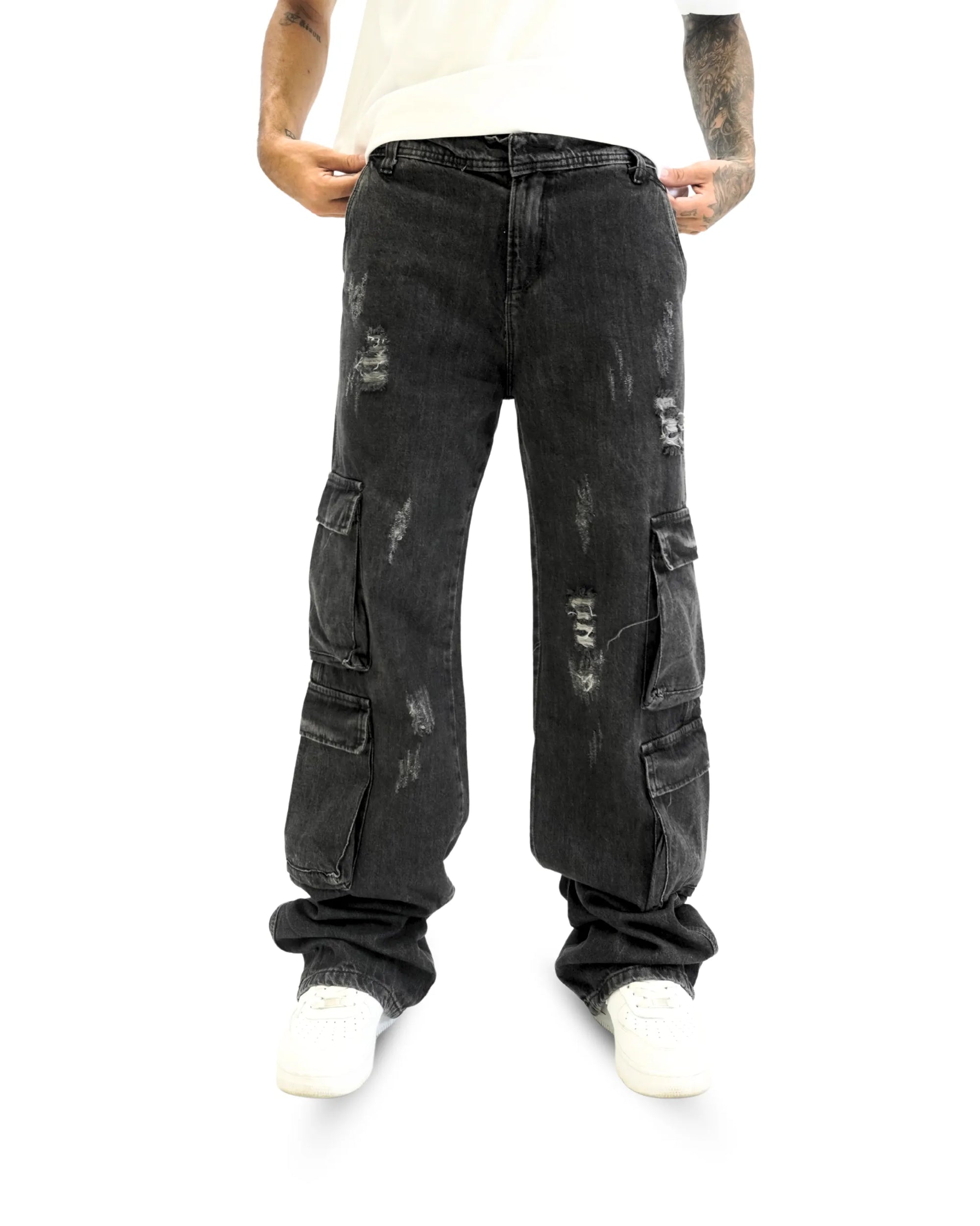 Jean Baggy Cargo Gris