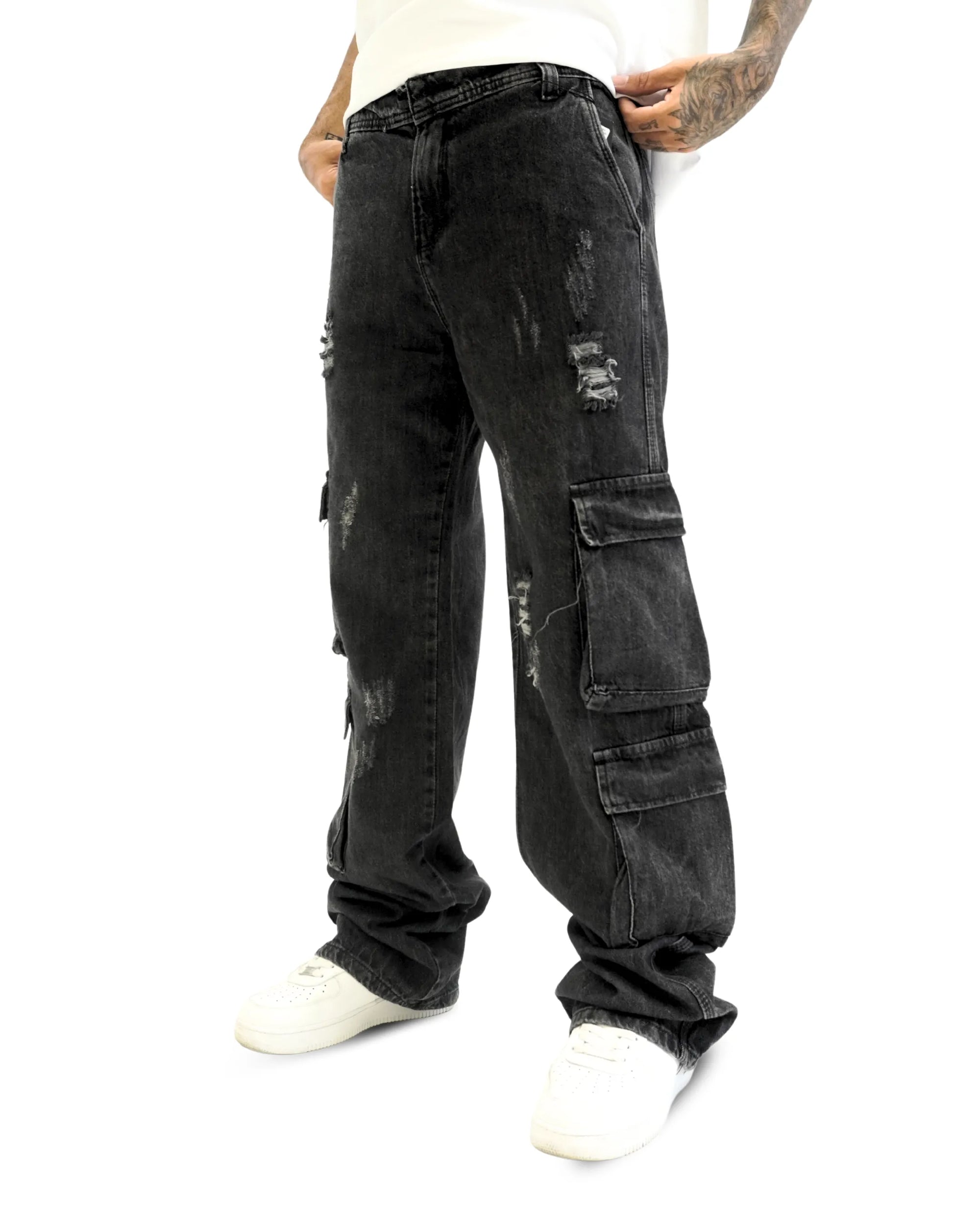 Jean Baggy Cargo Gris