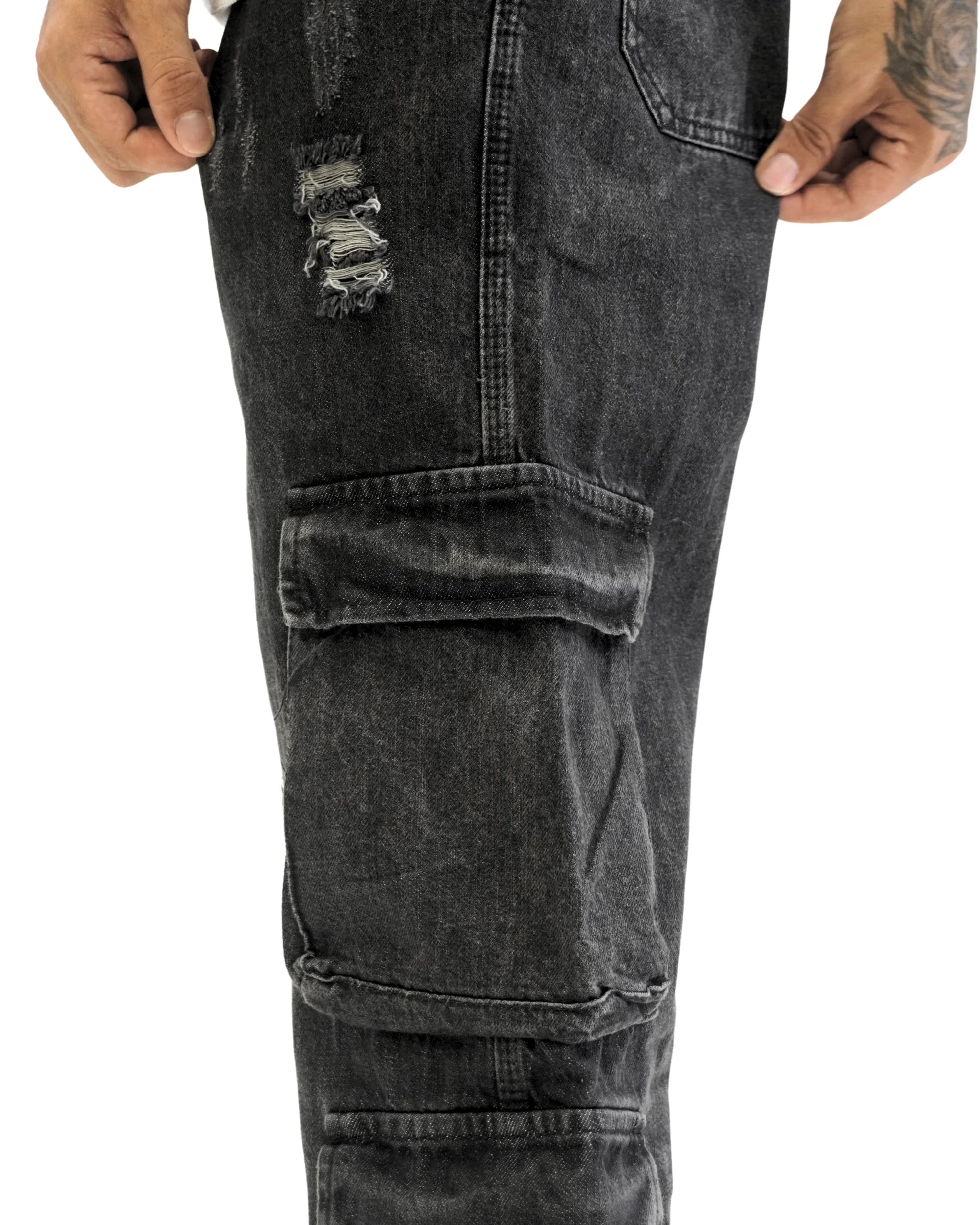 Jean Baggy Cargo Gris