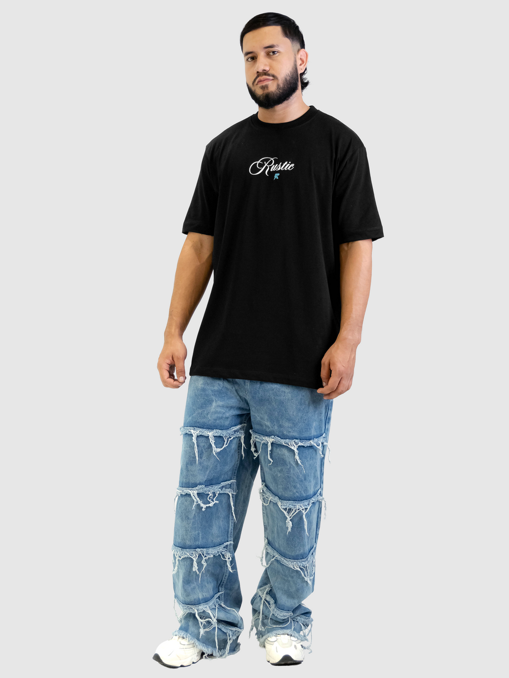 Jean Fringe Baggy Blue