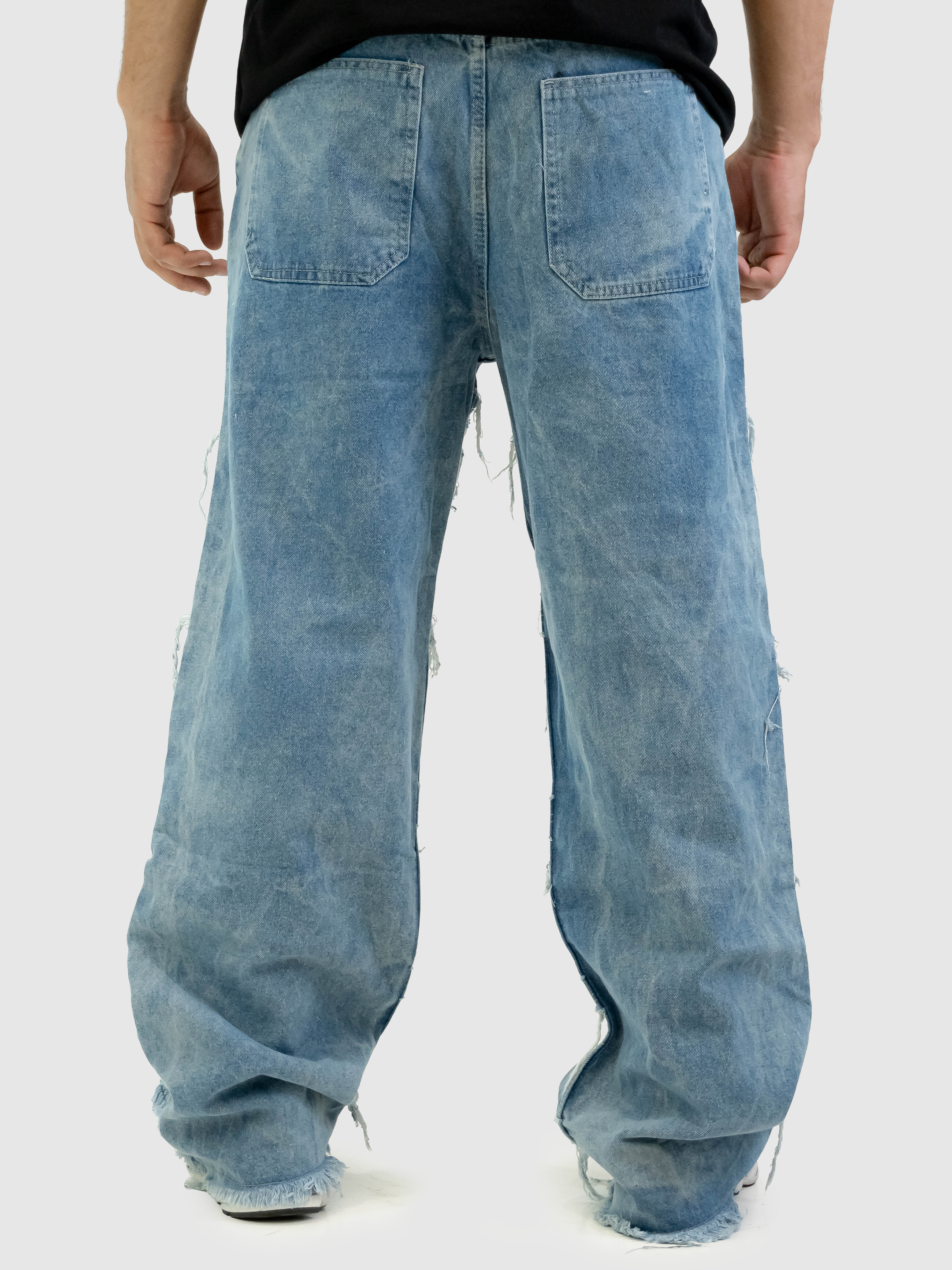 Jean Fringe Baggy Blue