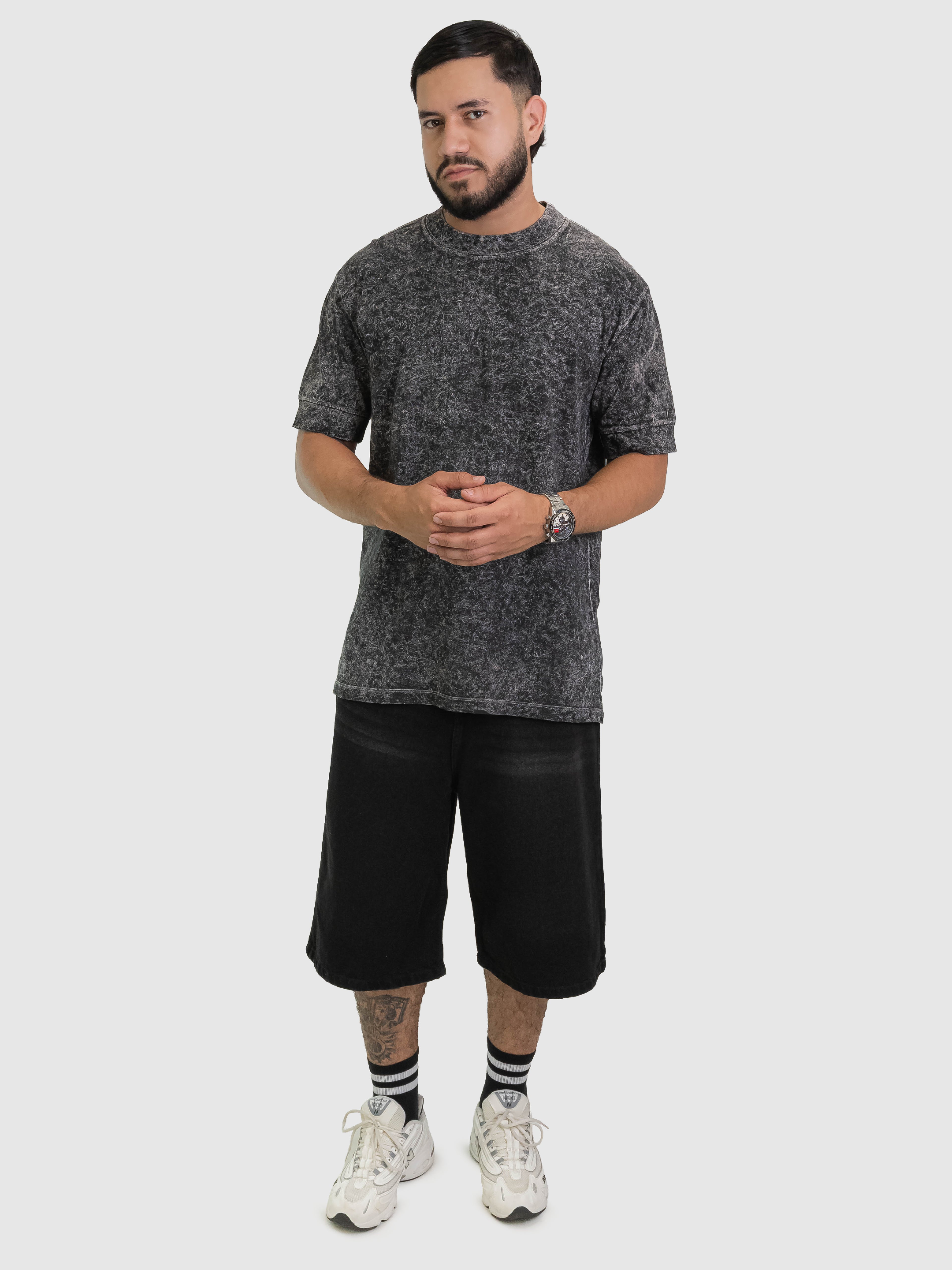Camiseta Essential Wash Acid Charcoal