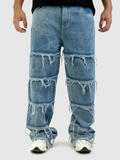 Jean Fringe Baggy Blue