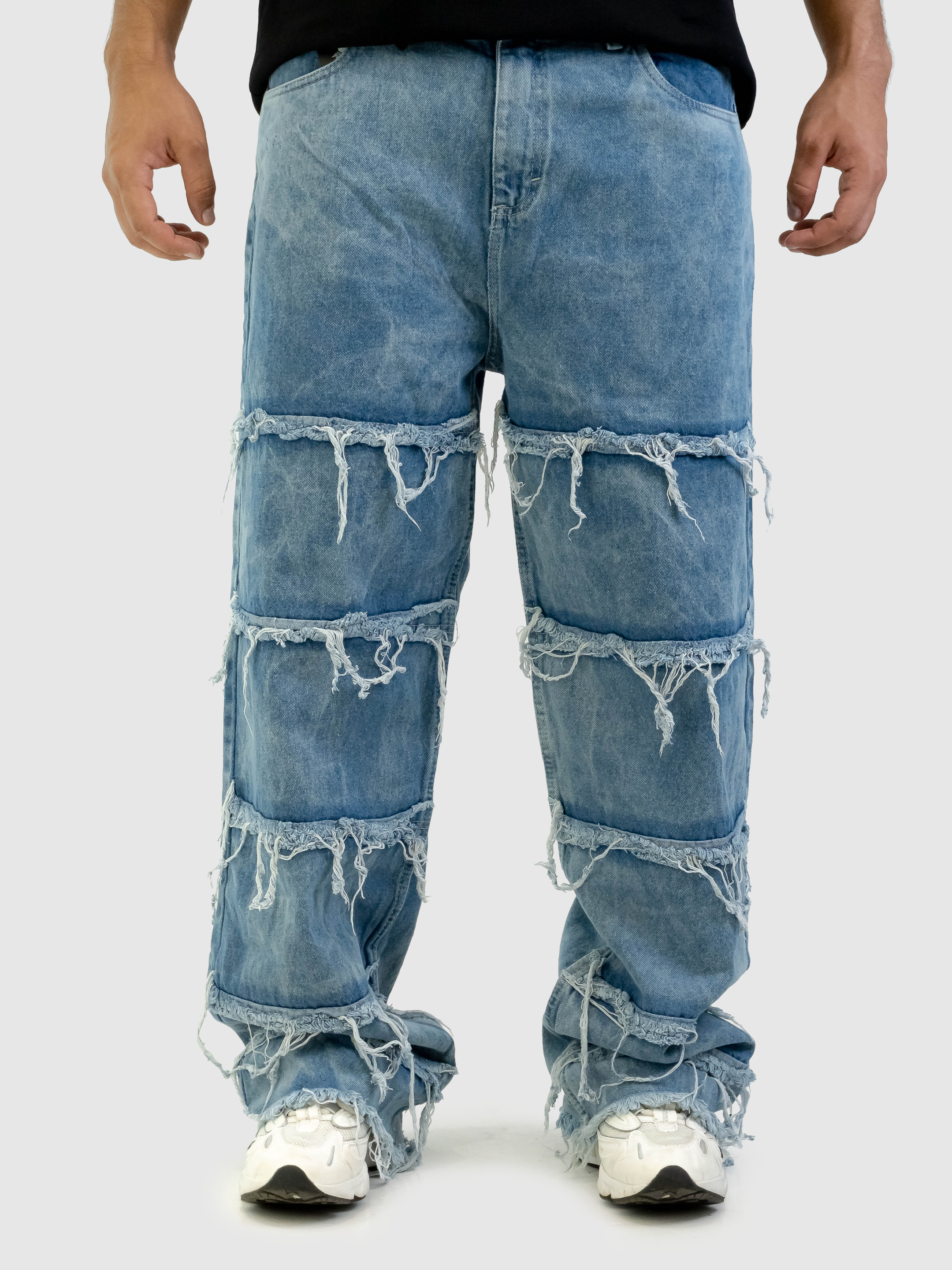 Jean Fringe Baggy Blue