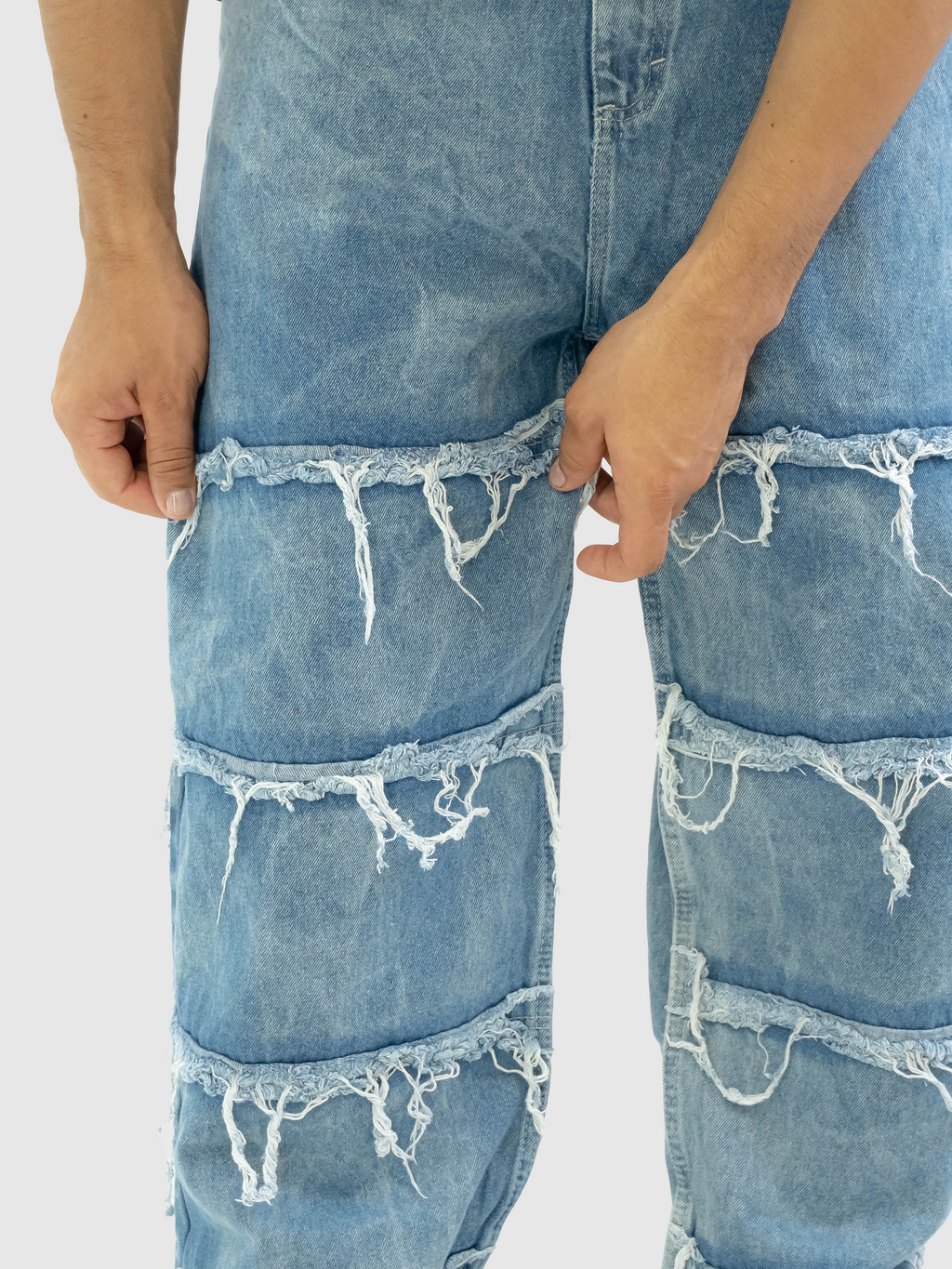 Jean Fringe Baggy Blue