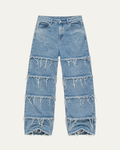 Jean Fringe Baggy Blue