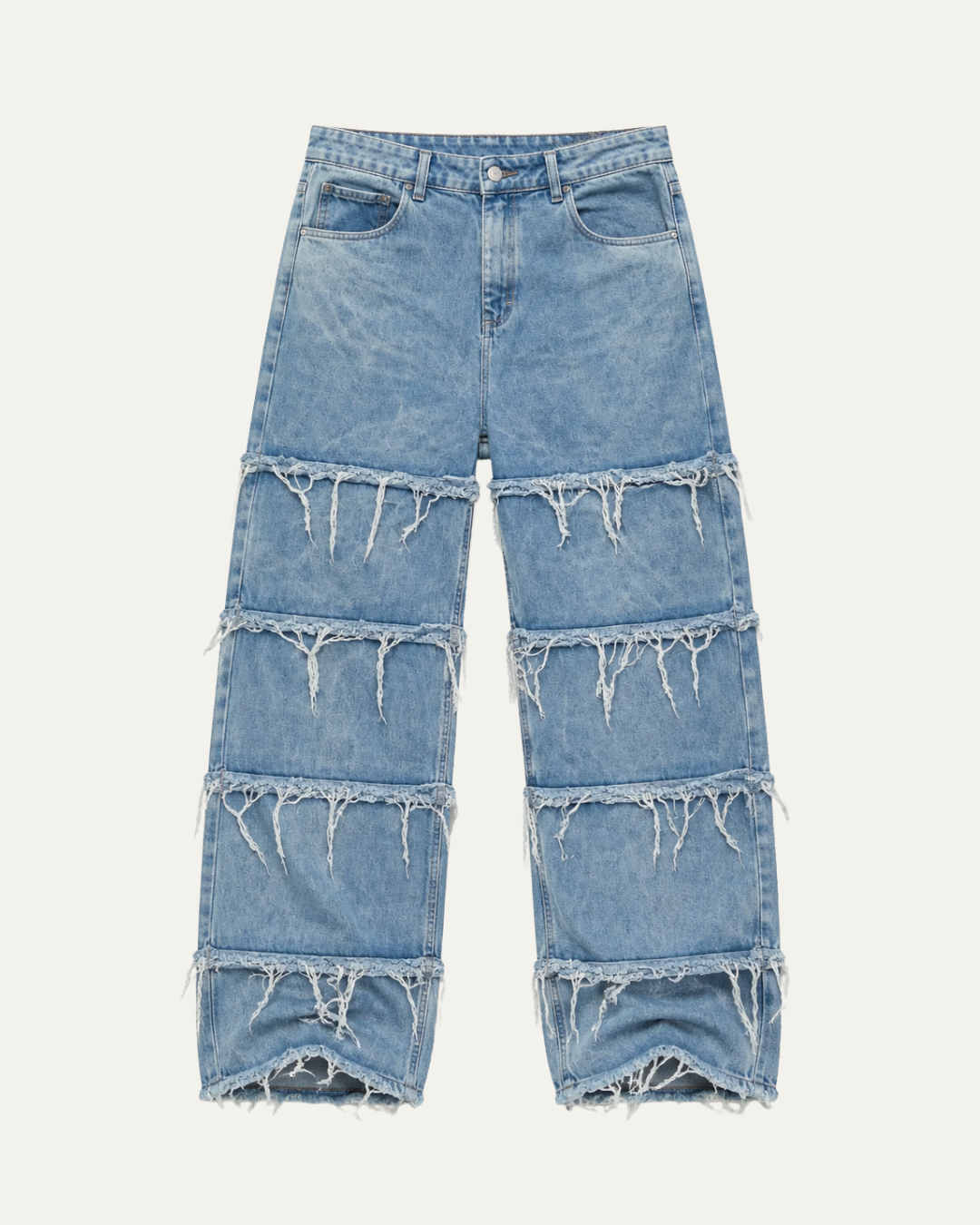 Jean Fringe Baggy Blue