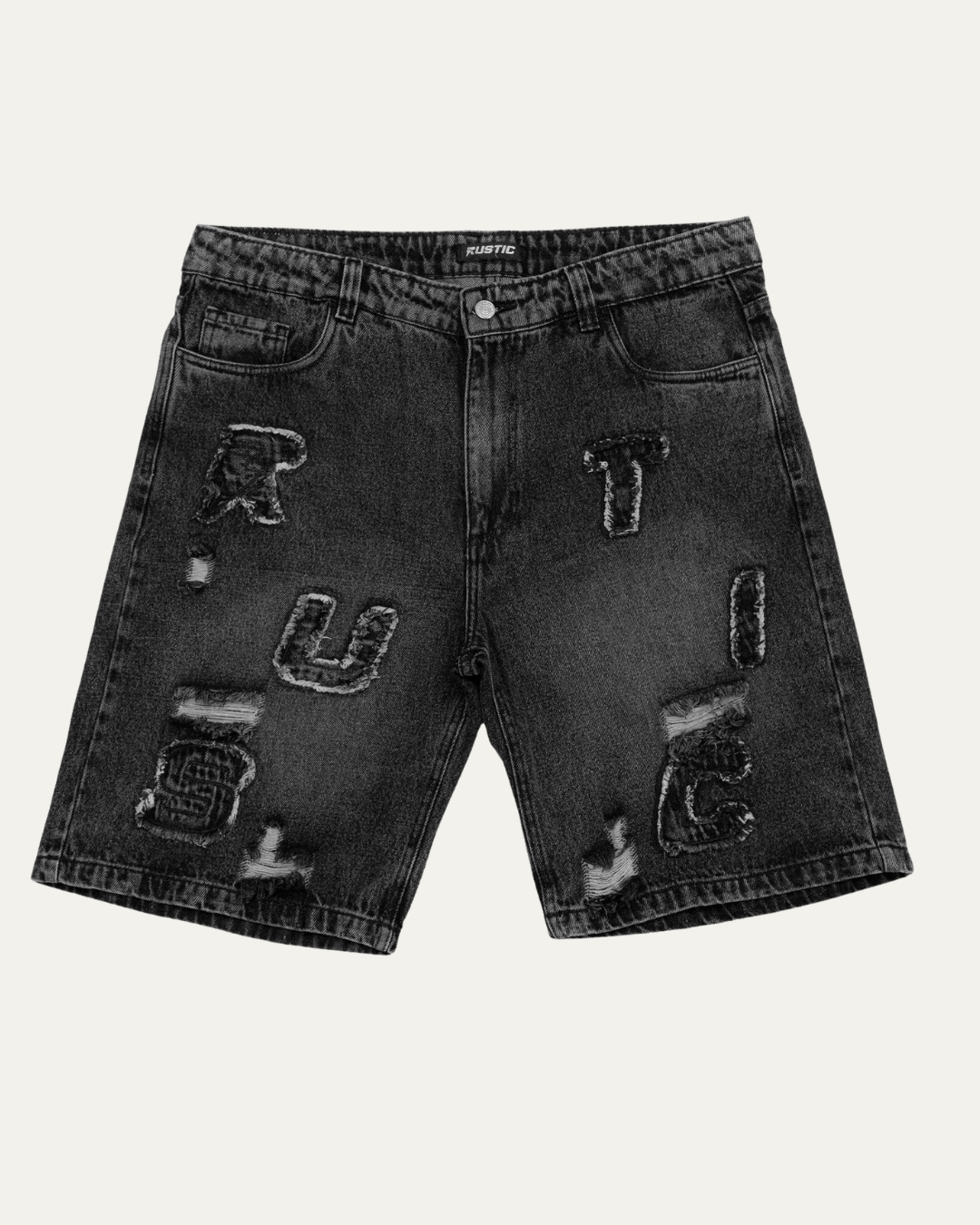 Bermuda de Jean Hombre – Gris con Apliques RUSTIC