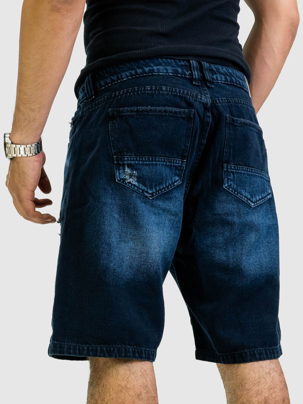 Bermuda de Jean Hombre – Lavado Azul con Efecto Desgastado