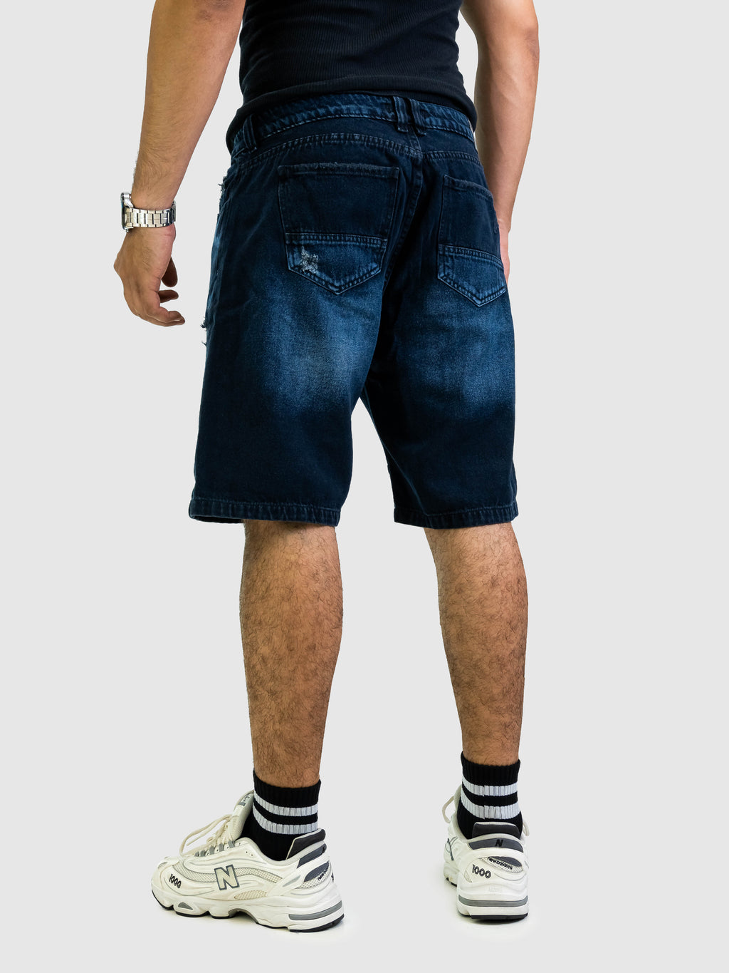 Bermuda de Jean Hombre – Lavado Azul con Efecto Desgastado