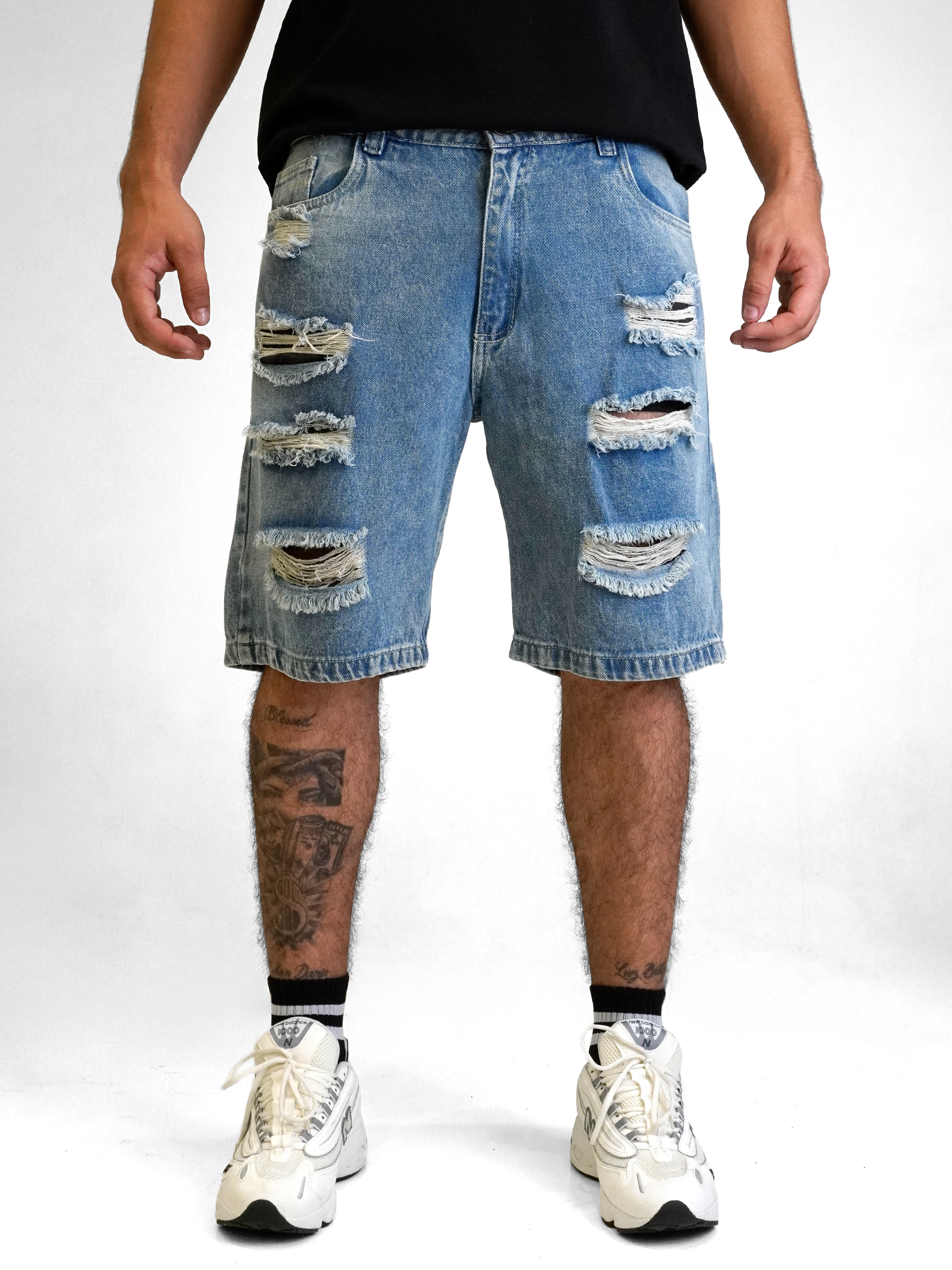 Bermuda Jean Hombre Azul  Destroyed Urban Style