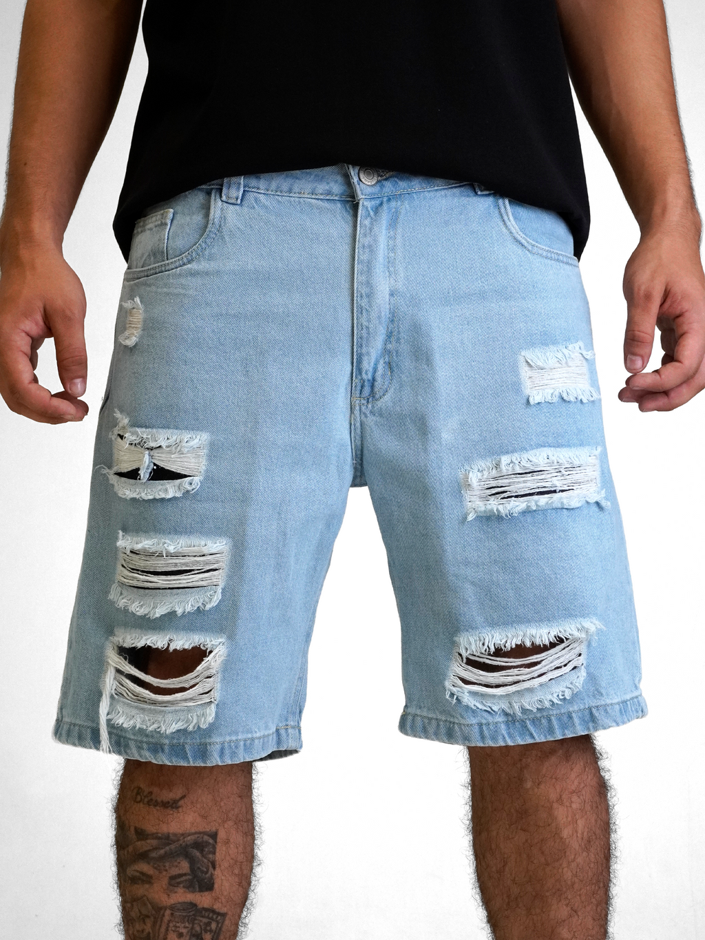 Bermuda Jean Hombre Broken Light Blue Urban Fit