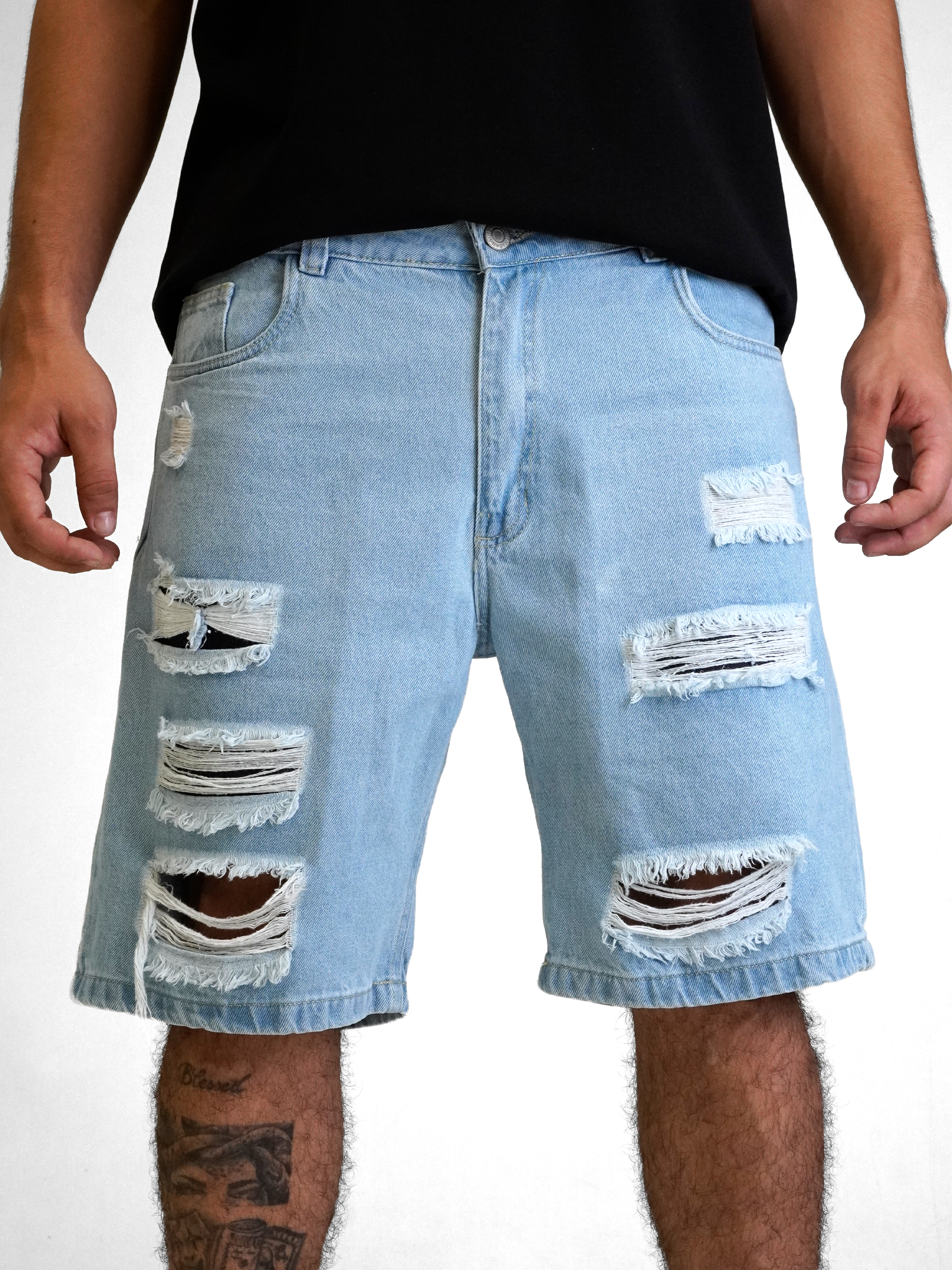 Bermuda Jean Hombre Broken Light Blue Urban Fit